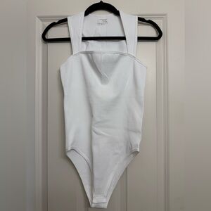 White Ribbed Bodysuit for Women